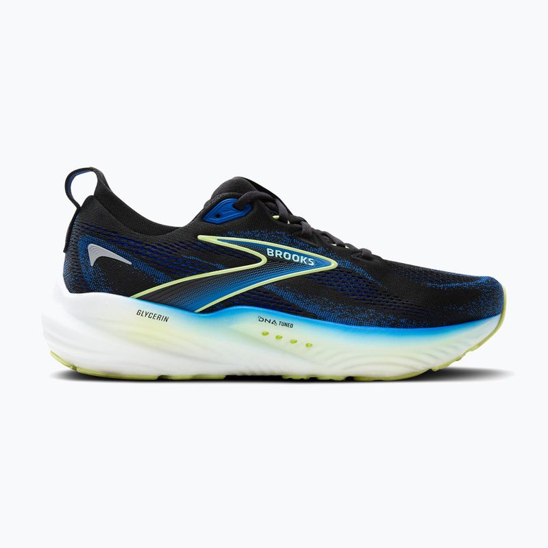 Men's running shoes Brooks Glycerin 22 wide fit black/cobalt/neo yellow 9