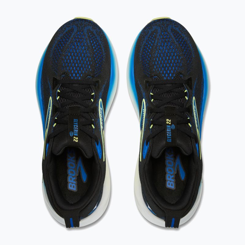 Men's running shoes Brooks Glycerin 22 wide fit black/cobalt/neo yellow 12