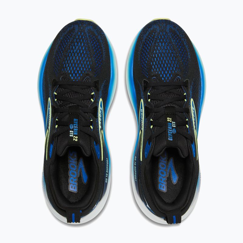 Men's running shoes Brooks Glycerin GTS 22 black/cobalt/neo yellow 10