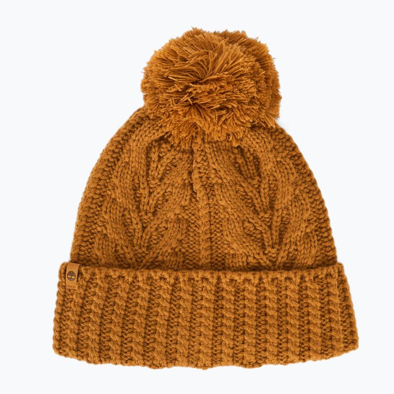 Women's winter beanie Timberland Cable Premium Pom Beanie wheat