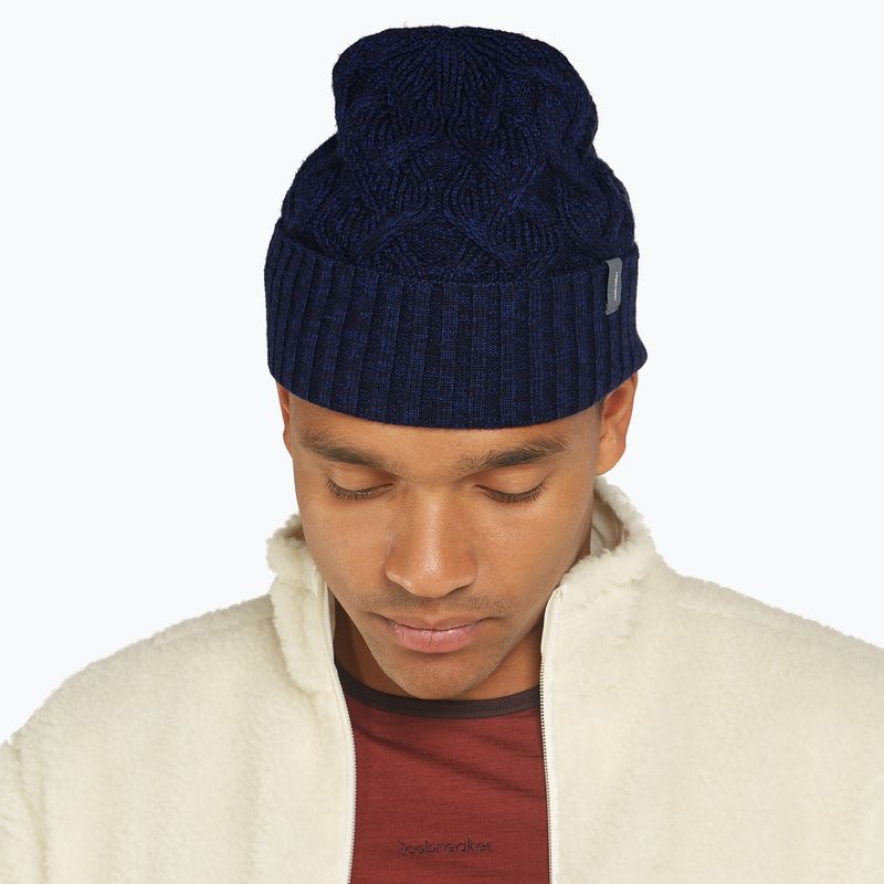 Icebreaker Merino Cable Knit winter cap midnight navy/ royal navy 2