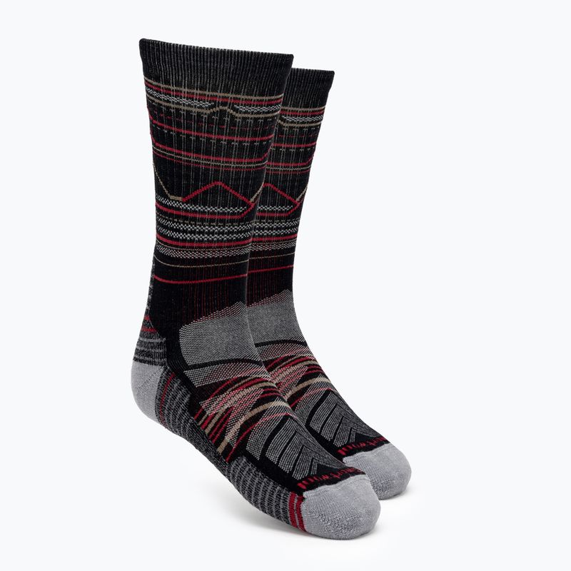 Smartwool Hike Light Cushion Mountain Pattern Crew trekking socks black