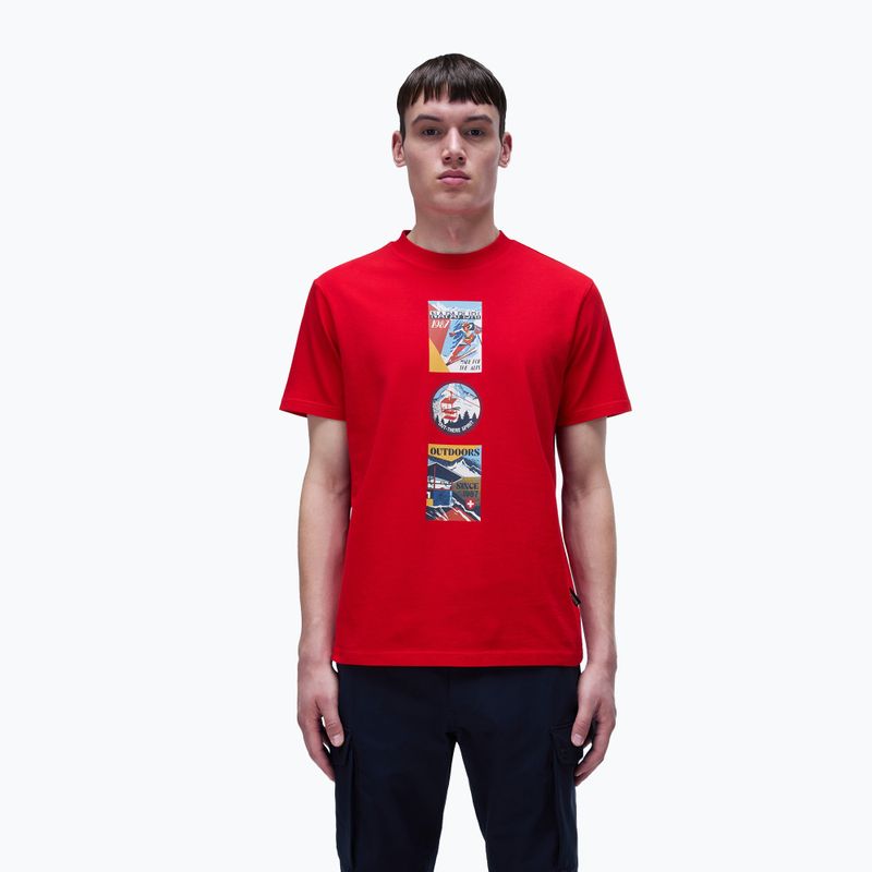 Men's Napapijri S-Portalet red goji t-shirt