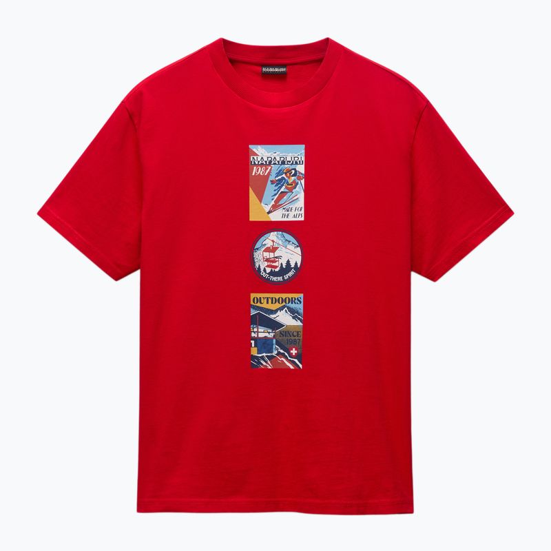 Men's Napapijri S-Portalet red goji t-shirt 4