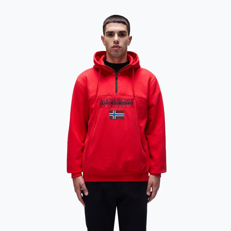 Men's Napapijri Burgee Half Zip Hooded 2.0 red goji sweatshirt