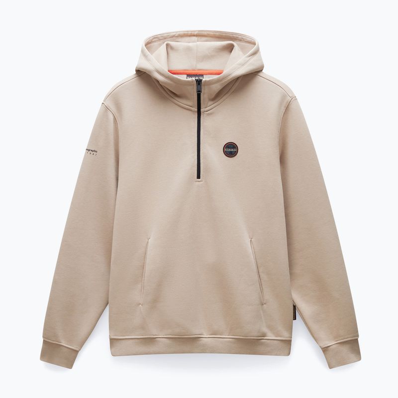 Men's Napapijri B-Badge Half Zip Hooded sweatshirt beige rocky 5