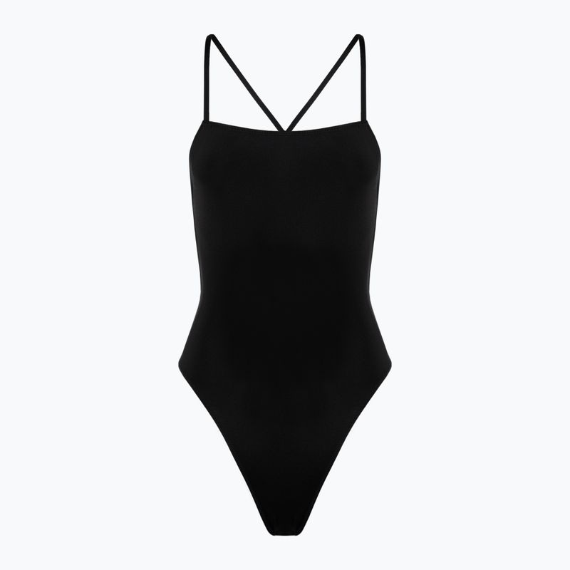 Women's Hurley Solid Square Neck Moderate One Piece Swimsuit Black