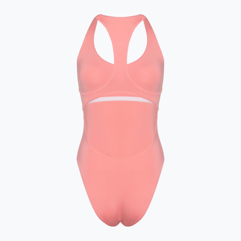 Women's Hurley O&O Solid Racerback Moderate One Piece swimsuit pacific pink 2