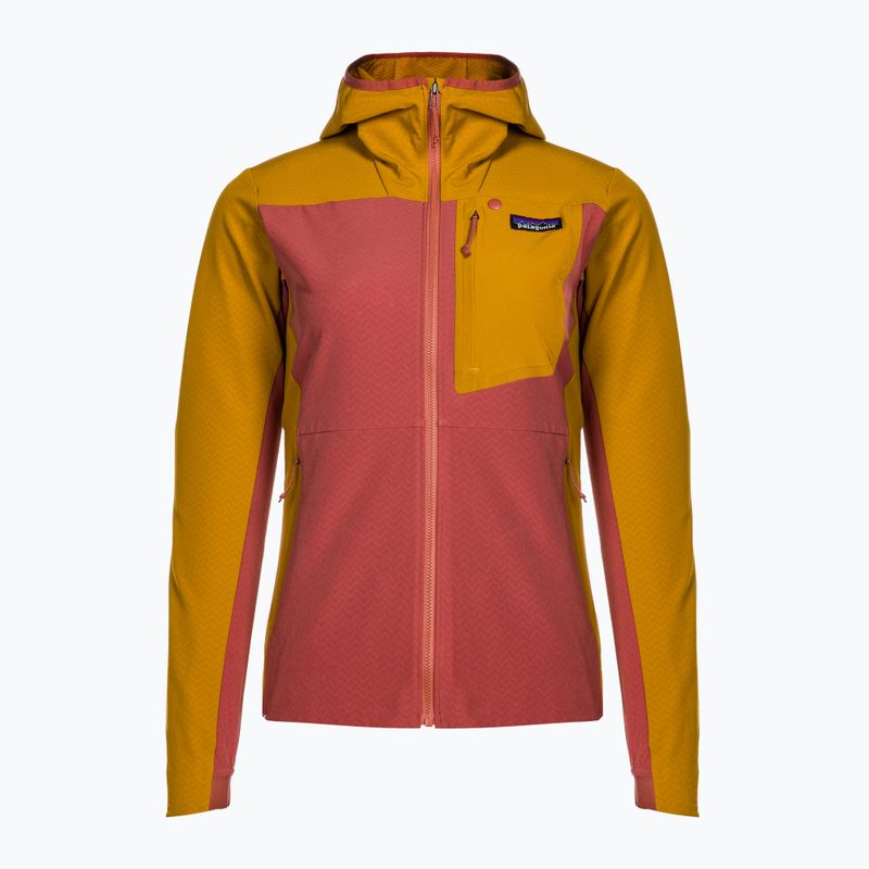 Women's softshell jacket Patagonia R1 CrossStrata Hoody burl red
