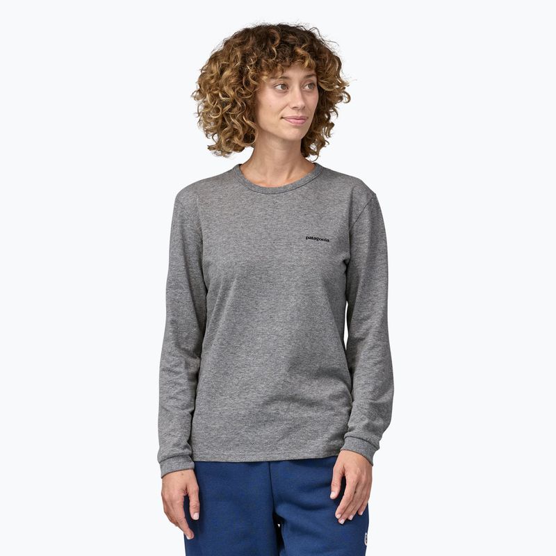 Women's Patagonia P-6 Logo Responsibili-Tee gravel heather longsleeve