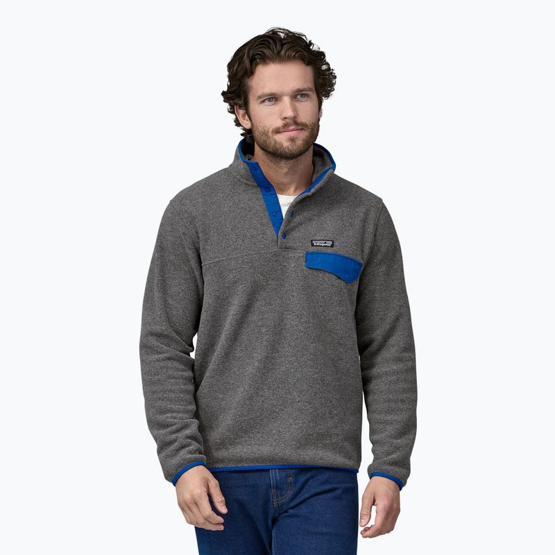 Men's Patagonia LW Synch Snap-T P/O nickel w/passage blue trekking sweatshirt