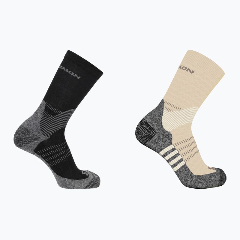 Salomon X Ultra Access Crew 2 pairs bleached sand/black trekking socks