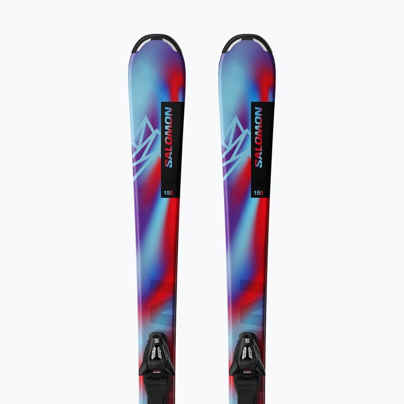 Children's downhill skis Salomon QST Jr S + bindings C5 GW pastel neon blue 3/poppy red/black 4