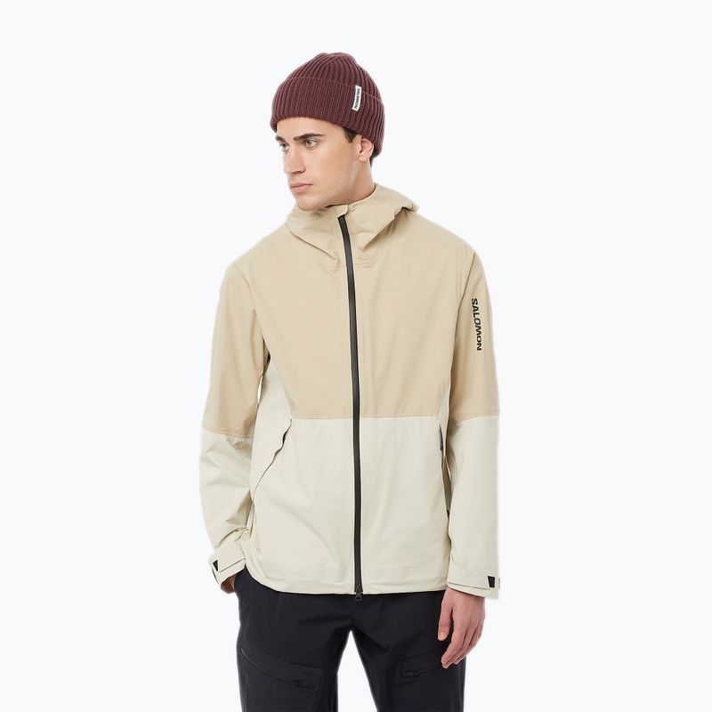 Men's Salomon Outerpath white pepper/rainy day rain jacket