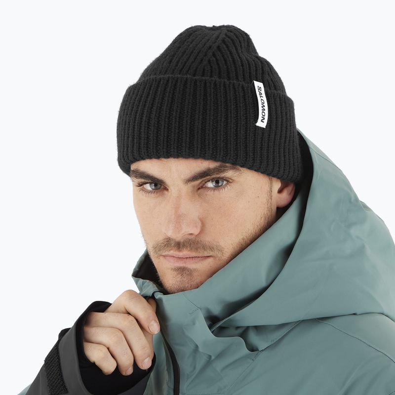 Salomon Snowbird deep black winter beanie 3