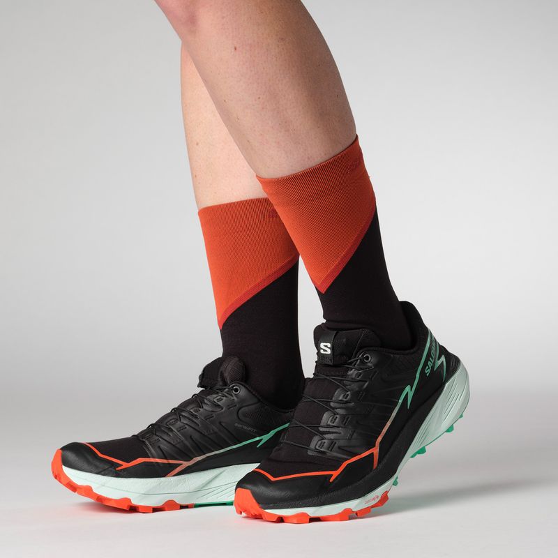 Women's running shoes Salomon Thundercross black/cherry tomato/electric green 8