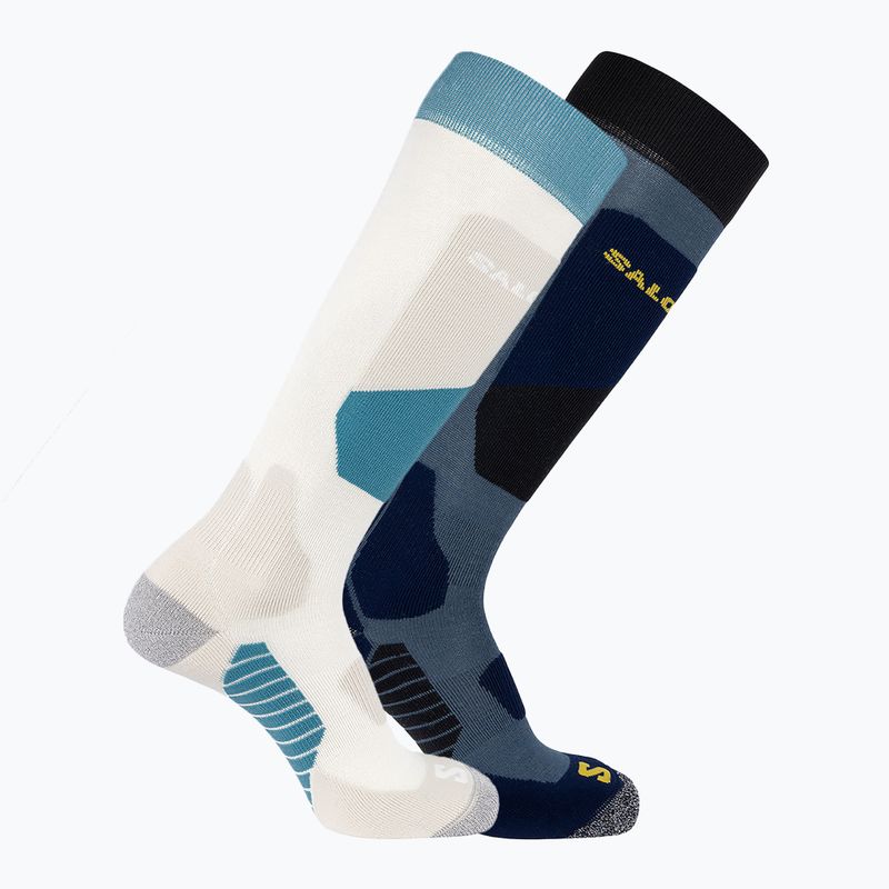 Salomon S/Access ski socks 2 pairs copen blue/ egret
