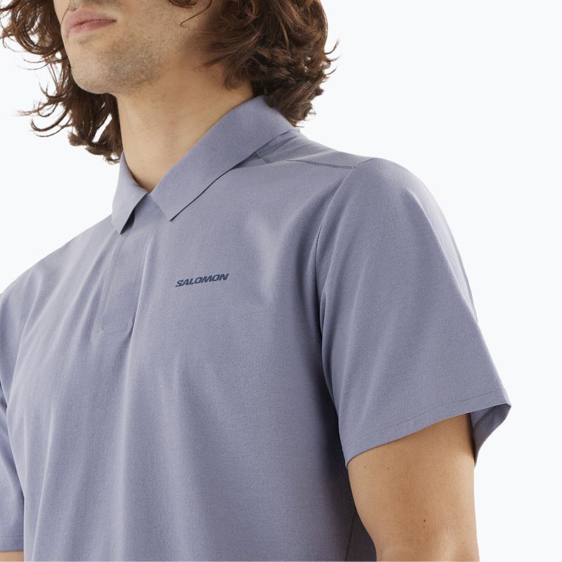 Men's Salomon Trackline Polo T-shirt blue granite 3