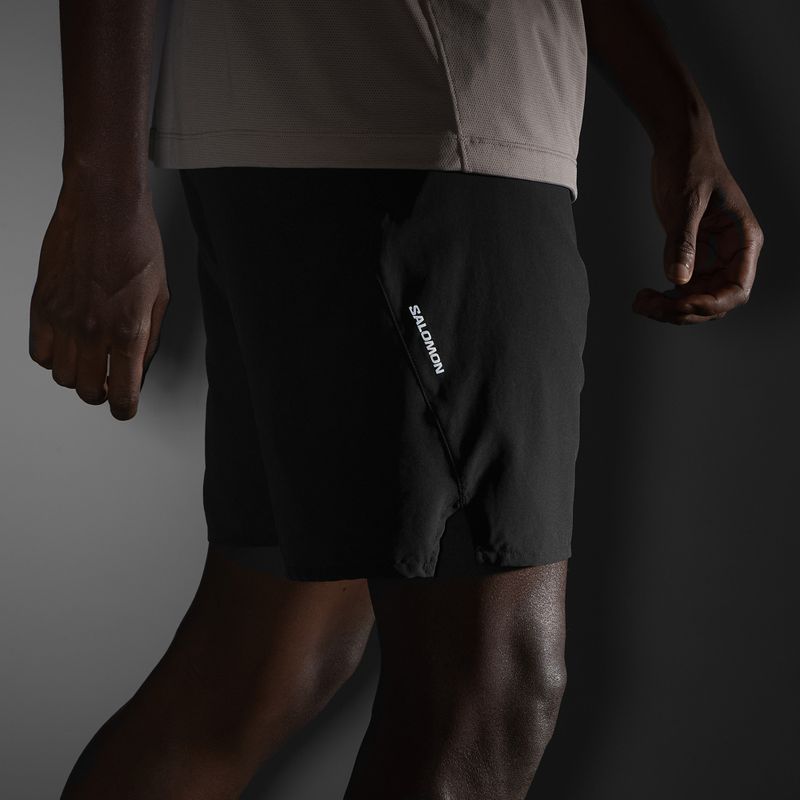 Men's Salomon Shakeout Core 2IN1 7" deep black running shorts 5