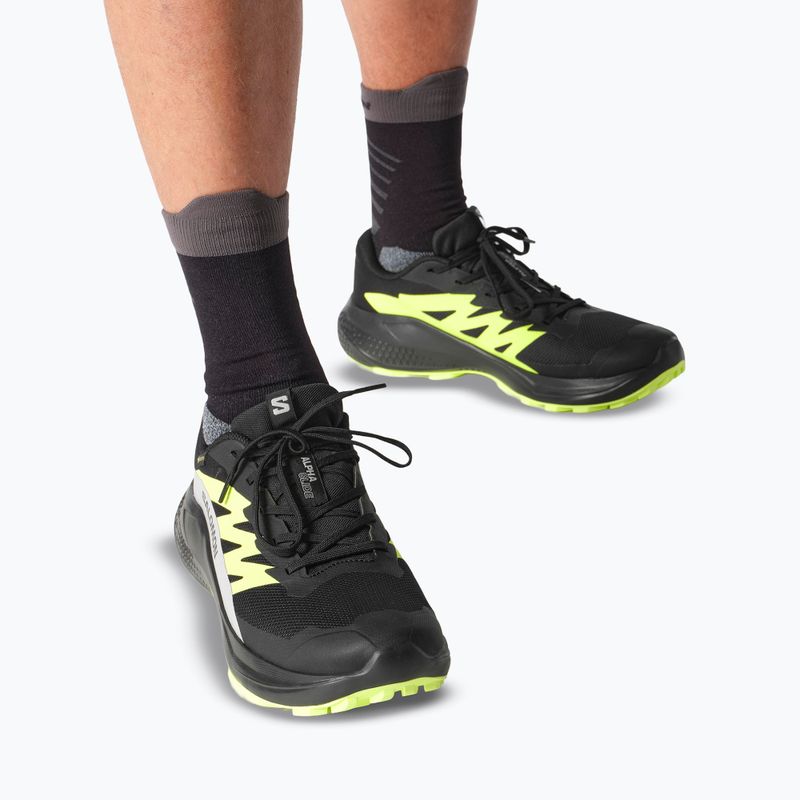 Men's running shoes Salomon Alphaglide GTX black/alloy/sharp green 6