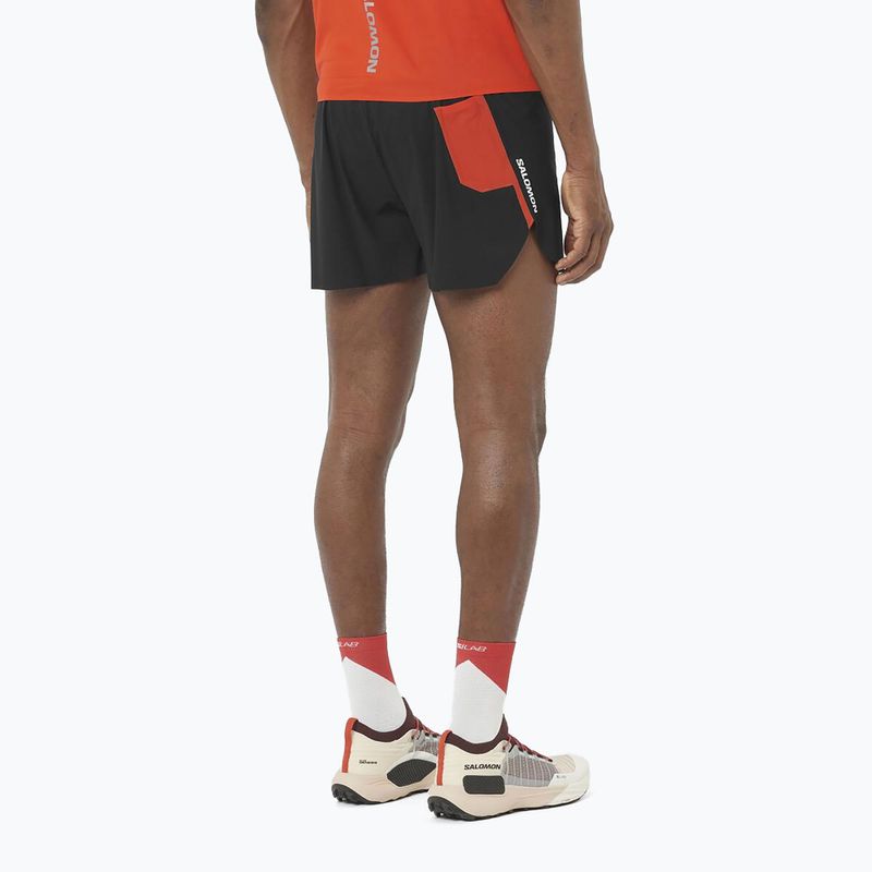 Men's running shorts Salomon S/Lab Speed Spl 3" deep black / fiery red 2