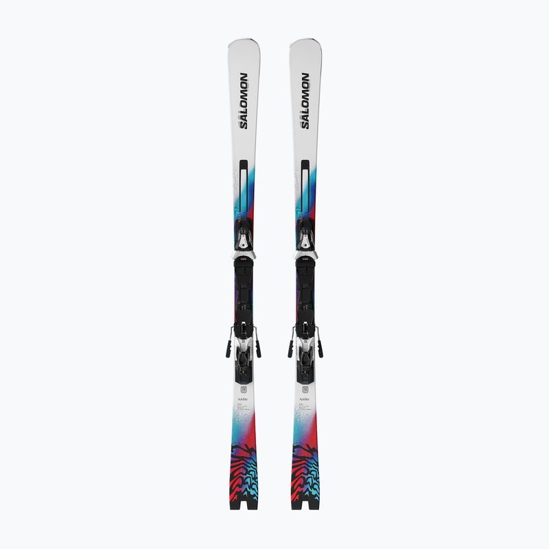 Alpine skis Salomon Addikt + bindings MI12 GW white/neon blue/red
