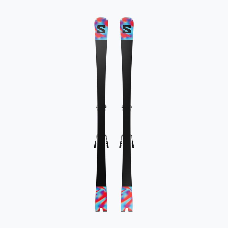 Alpine skis Salomon Addikt + bindings MI12 GW white/neon blue/red 2