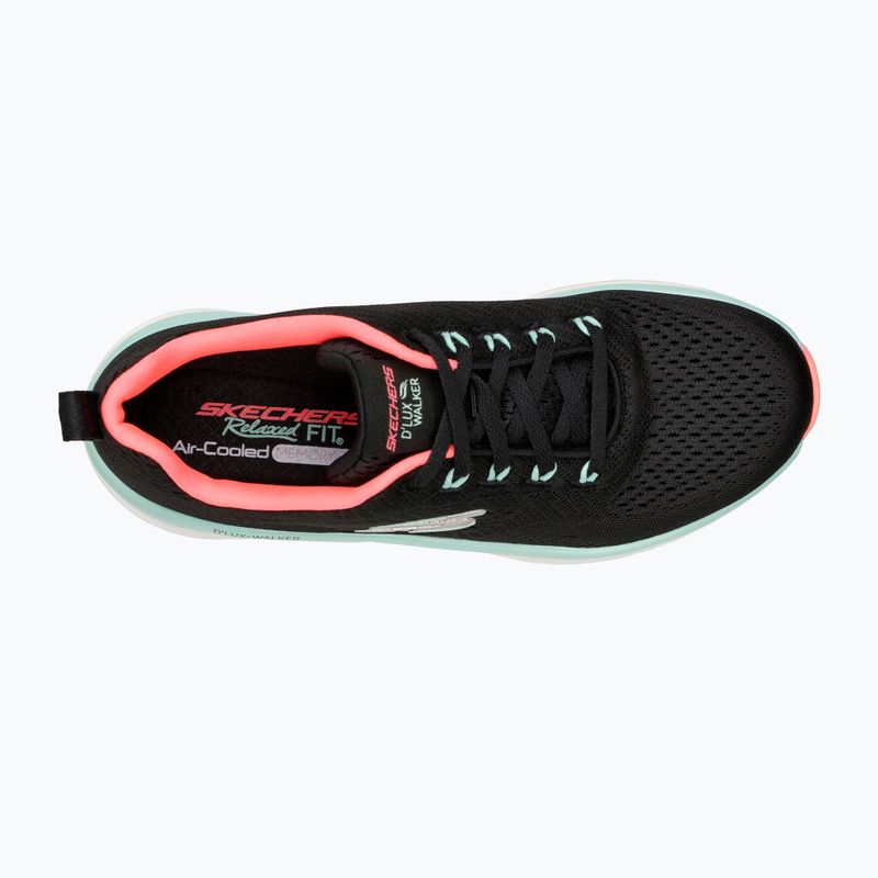 SKECHERS women's D'Lux Walker Let It Glow black/mint sneakers 11