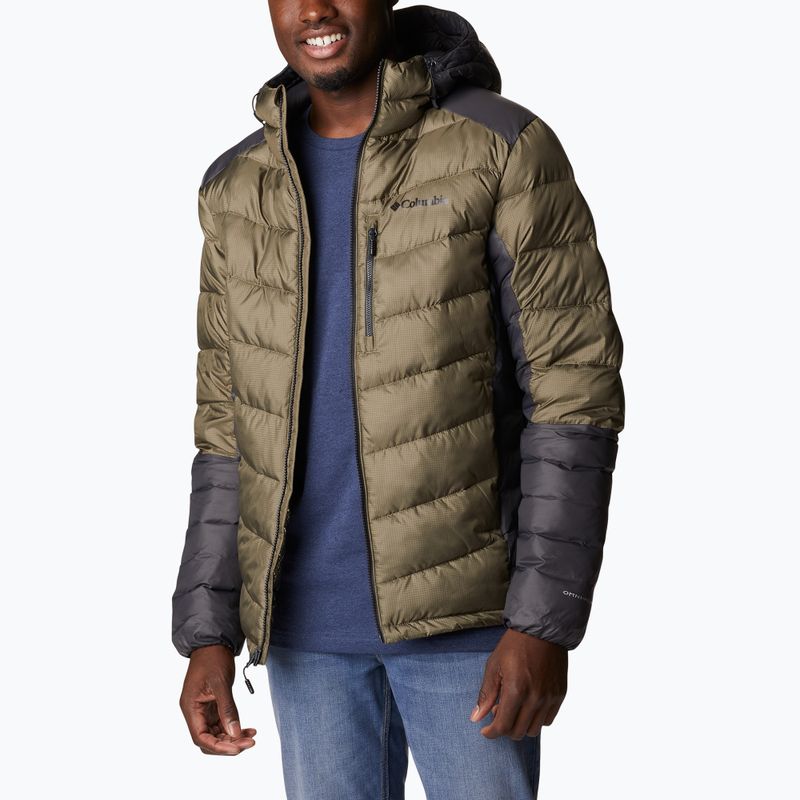 Columbia Labyrinth Loop Hooded stone green/shark men's down jacket