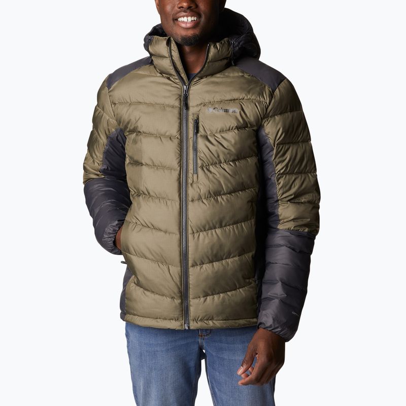 Columbia Labyrinth Loop Hooded stone green/shark men's down jacket 4