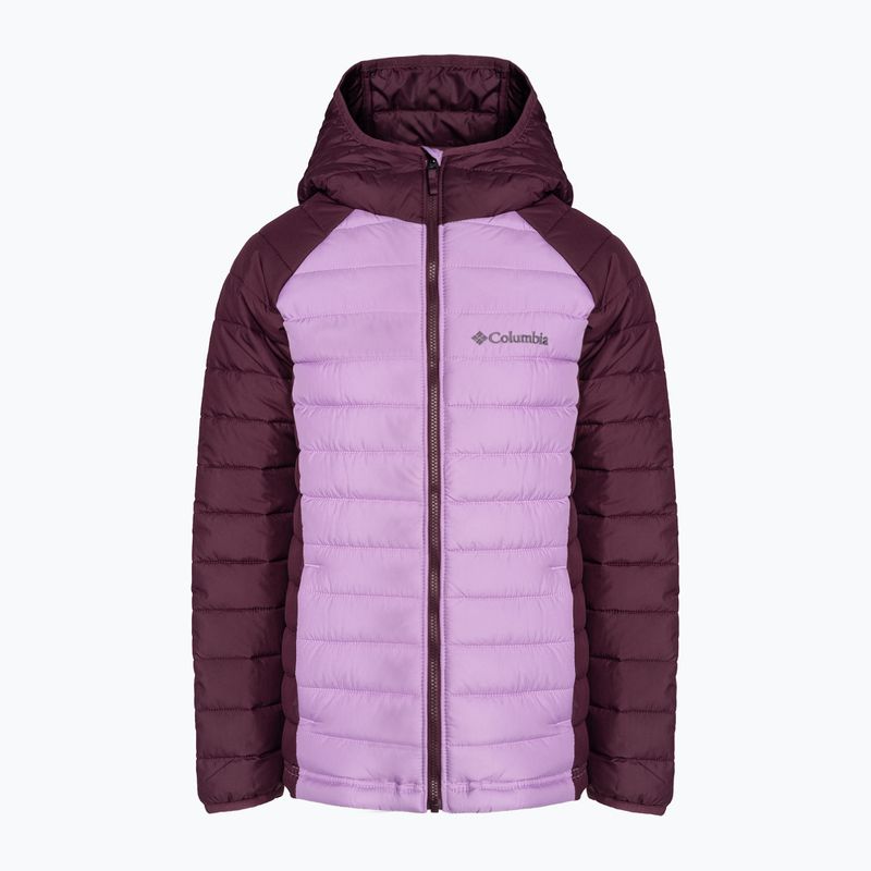 Columbia Powder Lite Hooded gumdrop/marionberry children's down jacket