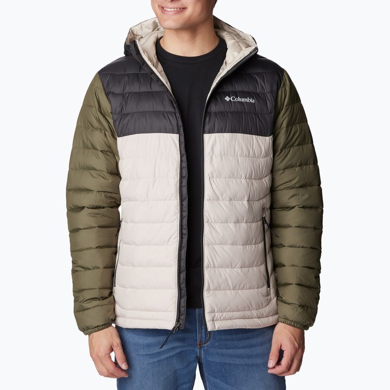 Men's Columbia Powder Lite Hooded down jacket dark stone/shark/stone green