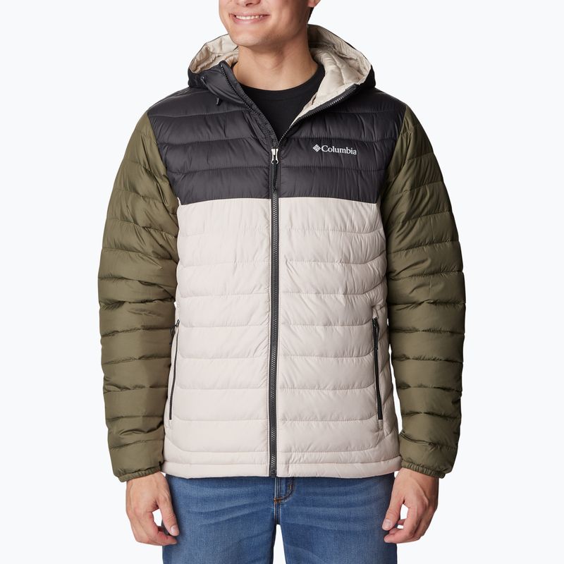 Men's Columbia Powder Lite Hooded down jacket dark stone/shark/stone green 4