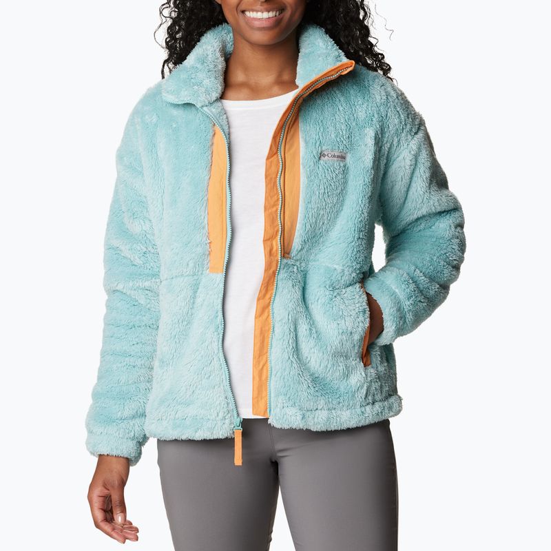 Columbia Boundless Discovery Sherpa women's trekking sweatshirt aqua haze/sunset peach 4