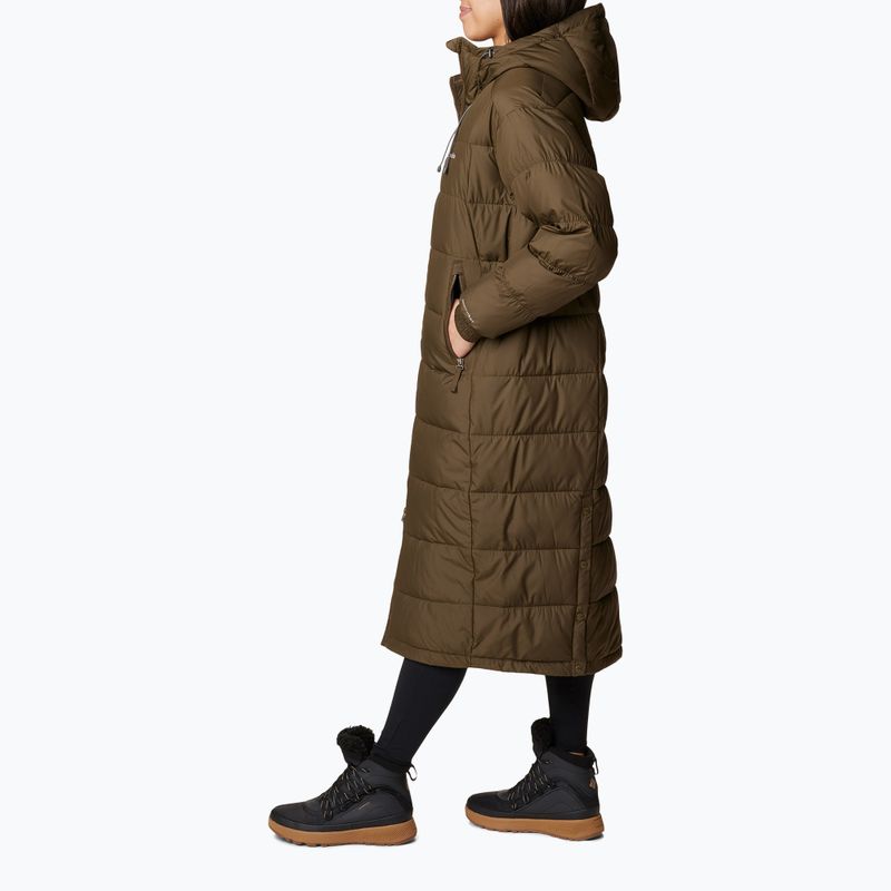 Columbia Pike Lake II Long women's down coat olive green 2