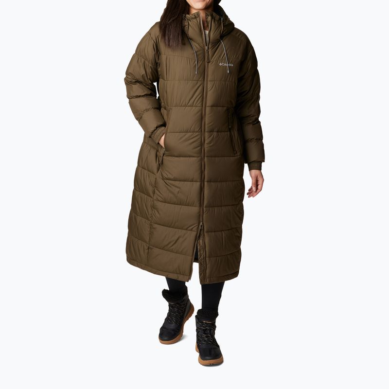 Columbia Pike Lake II Long women's down coat olive green 4