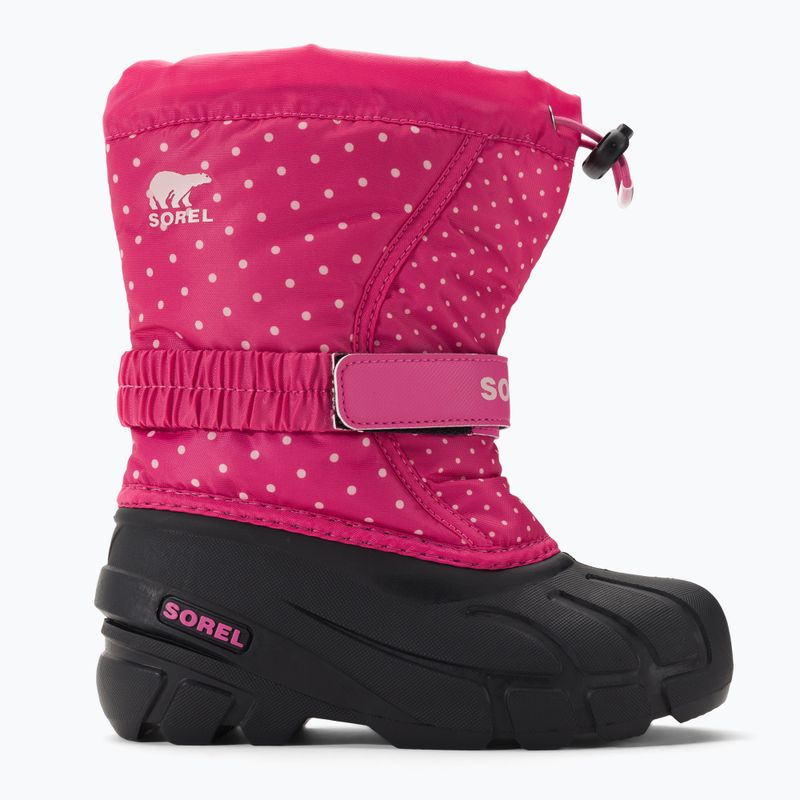 Sorel Flurry Print Girls fuchsia fizz/black children's trekking boots 2