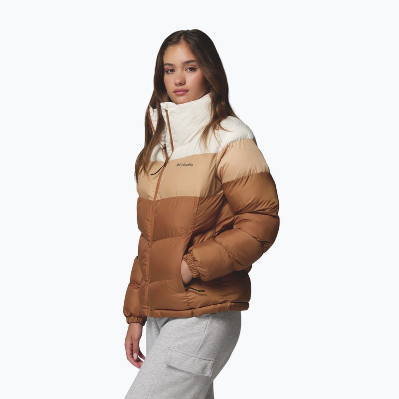 Women's insulated jacket Columbia Puffect II Colorblock camel brown/canoe/chalk 4