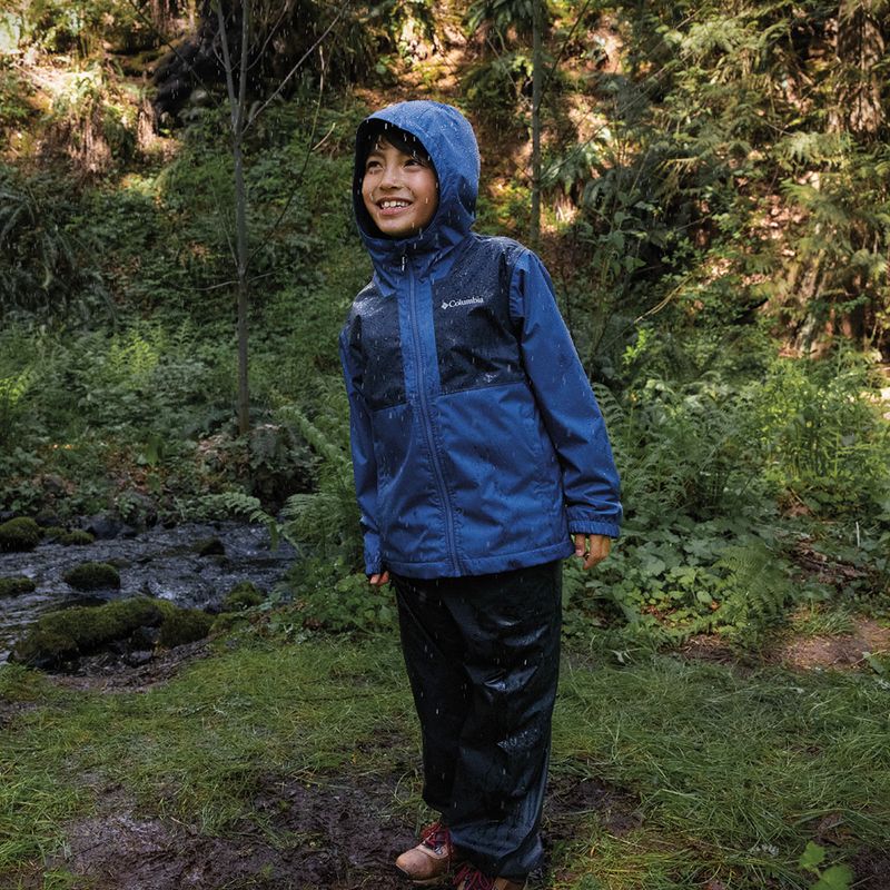 Columbia Rainy Trails II Fleece mountain blue/ collegiate navy slub children's rain jacket 4