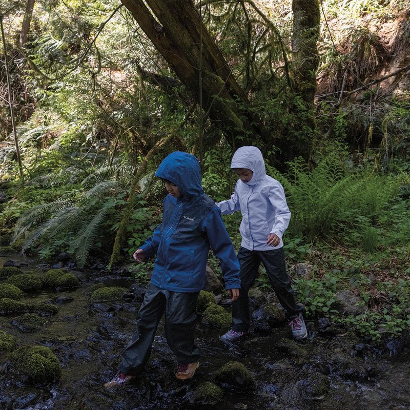 Columbia Rainy Trails II Fleece mountain blue/ collegiate navy slub children's rain jacket 10