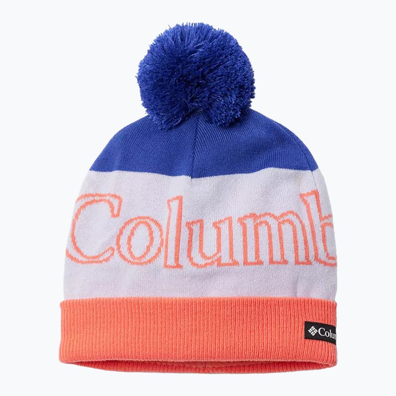 Columbia Youth Polar Powder clematis blue/snowdrift/hot coral children's winter cap