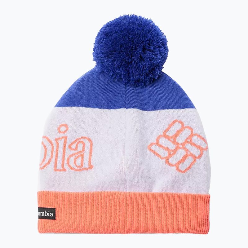 Columbia Youth Polar Powder clematis blue/snowdrift/hot coral children's winter cap 2