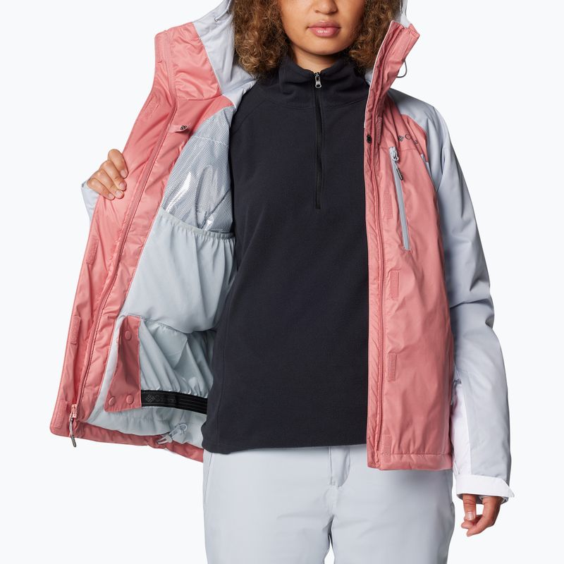 Columbia Snowy Summit Ins pink agave/white/cirrus grey dobby women's ski jacket 8