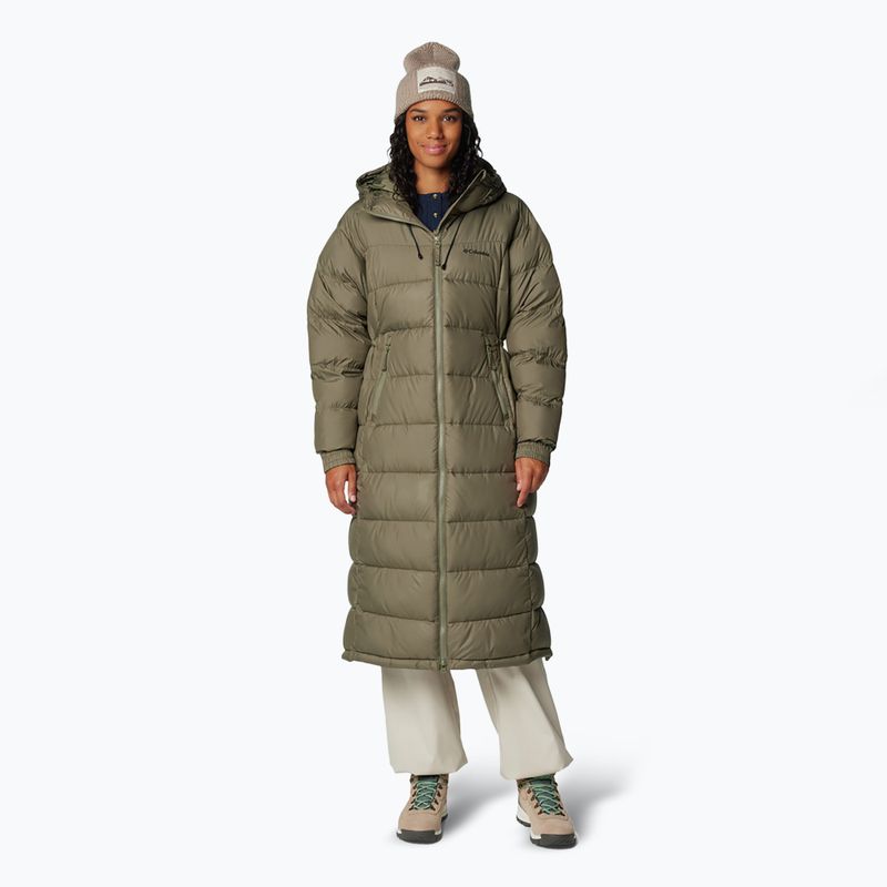 Columbia Pike Lake II Long stone green women's down coat 2