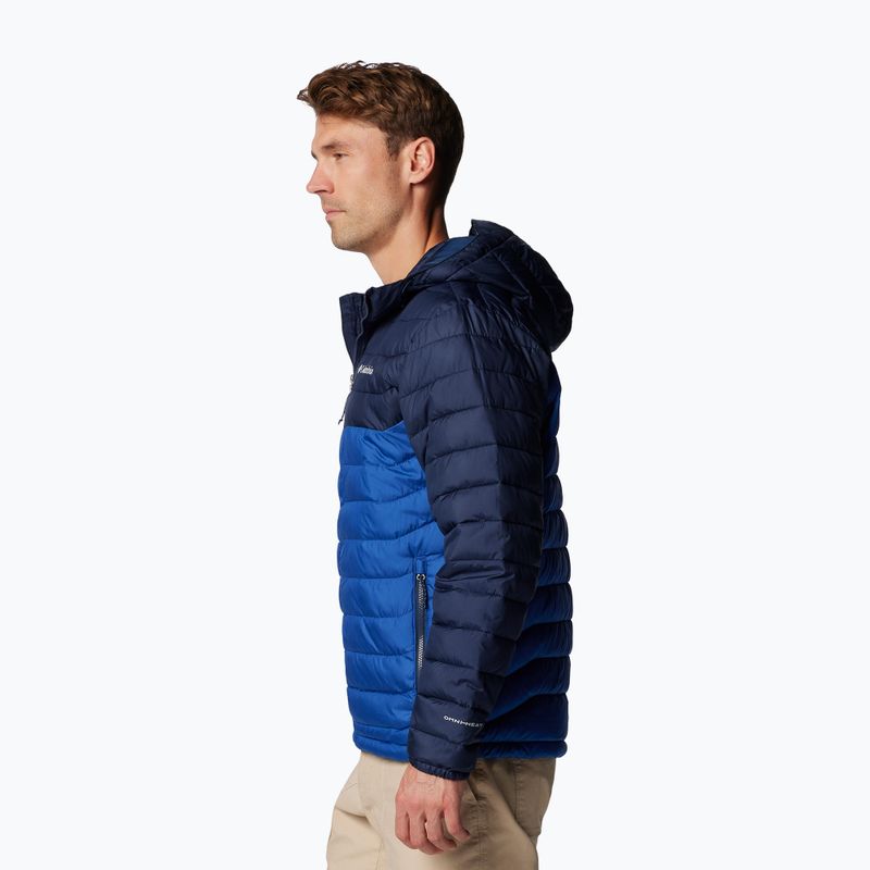 Men's Columbia Powder Lite II Hooded mountain blue/ collegiate navy down jacket 3