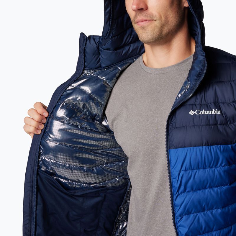 Men's Columbia Powder Lite II Hooded mountain blue/ collegiate navy down jacket 8