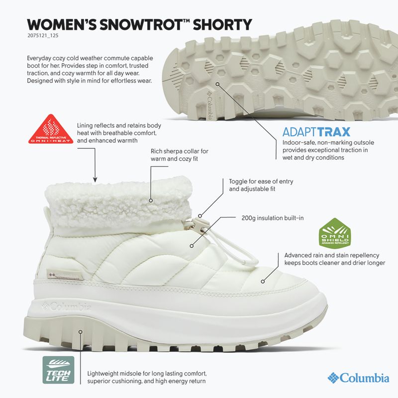 Women's snow boots Columbia Snowtrot Shorty sea salt/fig 6