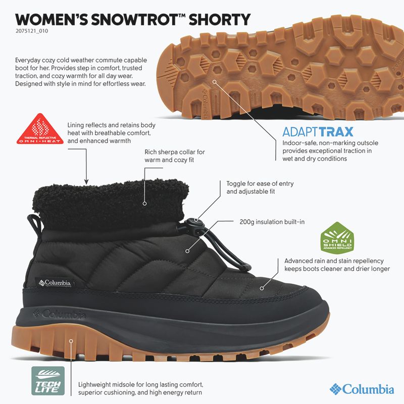 Women's snow boots Columbia Snowtrot Shorty black/sea salt 8