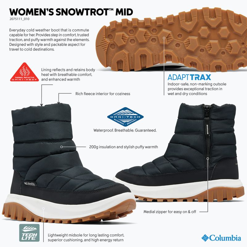 Women's snow boots Columbia Snowtrot Mid black/sea salt 10