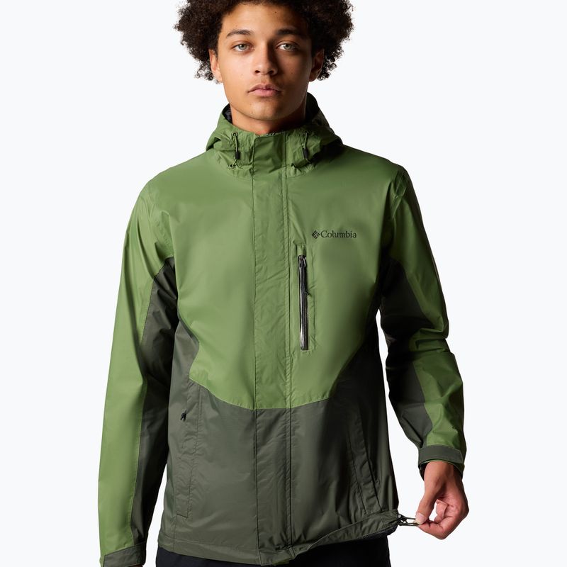 Men's Columbia Pouring Adventure III canteen/ greenscape rain jacket 4